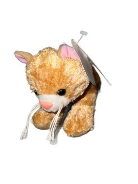 SKM ENTERPRISES ORANGE PLUSH TABBY CAT STUFFED ANIMAL WITH SOUND/ TAGS